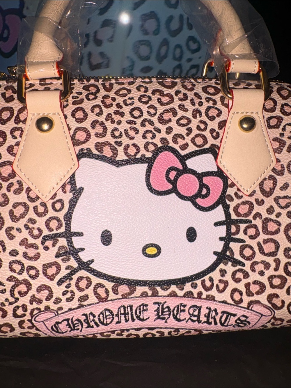 Chrome Hearts Pink Leopard Hello Kitty Satchel